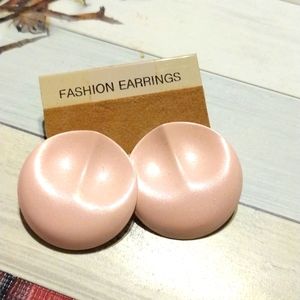 Pretty in pink metal earrings, quarter sized fashion earrings